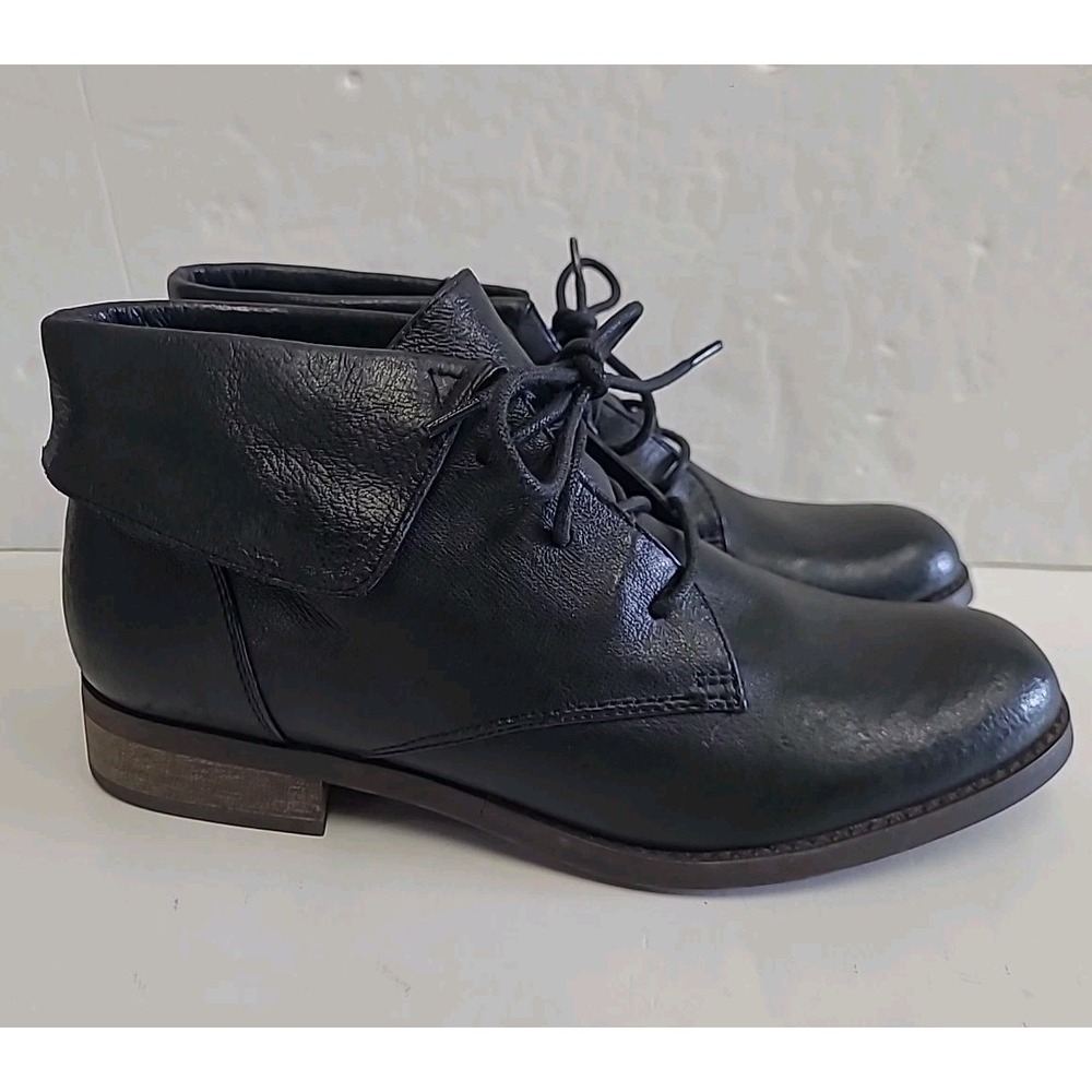 Steve Madden Black Leather Folded Ankle Boots Stingrei Women's‎ Size 8M